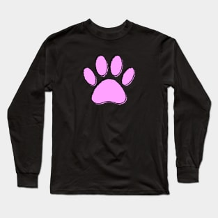 Cute Cartoon Puppy Paw Print In Pink Long Sleeve T-Shirt